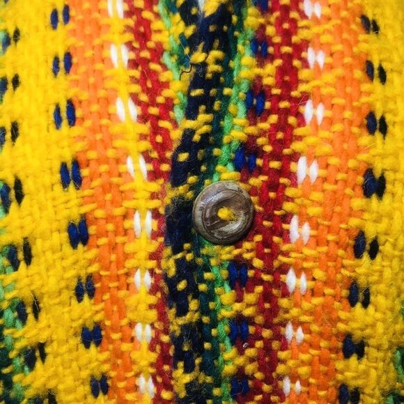 Vintage Ecuador Cardigan 100% Wool Button Up Sweater Jacket Size L Handmade Y2K - Picture 14 of 15